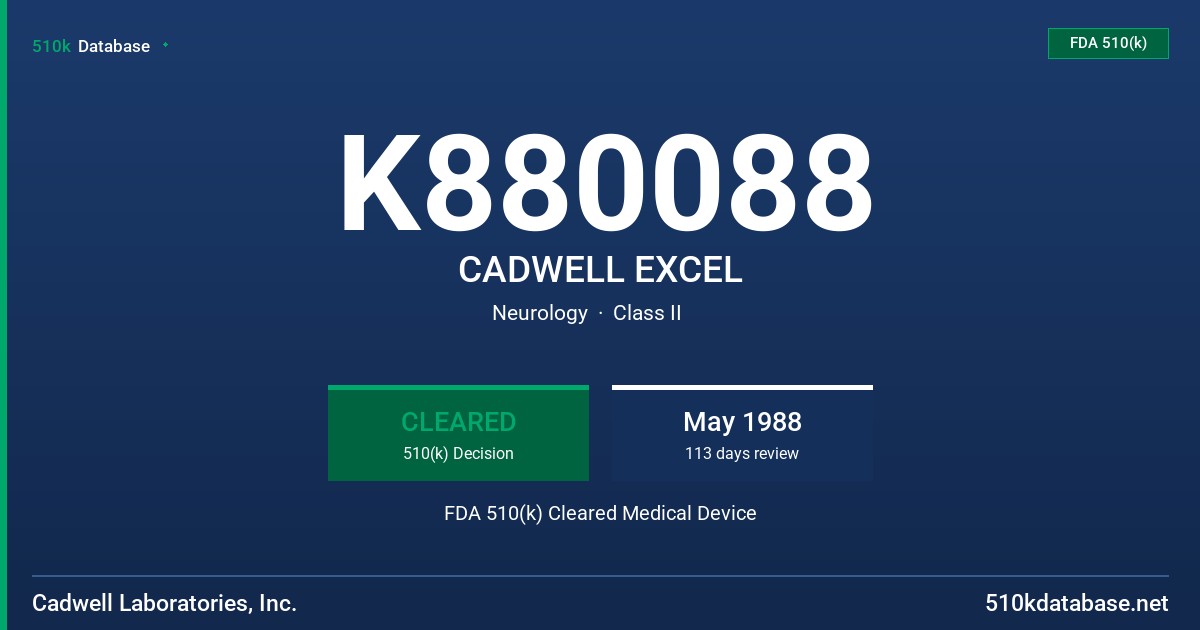 K880088 CADWELL EXCEL FDA 510(k) Cleared Medical Device