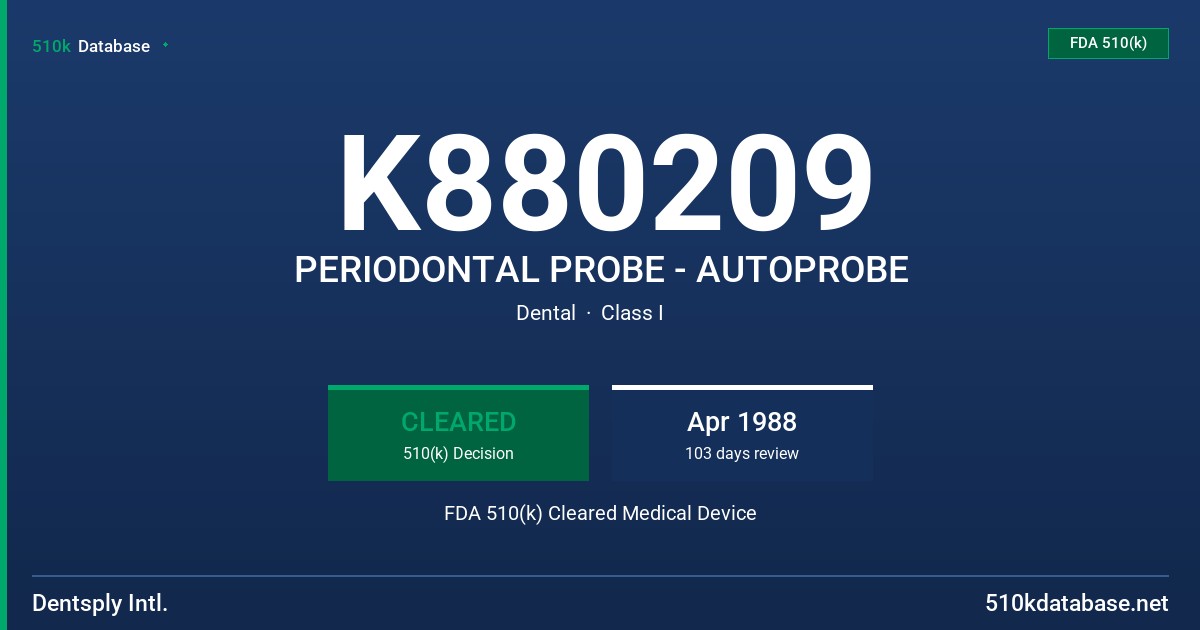 K880209 PERIODONTAL PROBE - AUTOPROBE FDA 510(k) Cleared Medical Device
