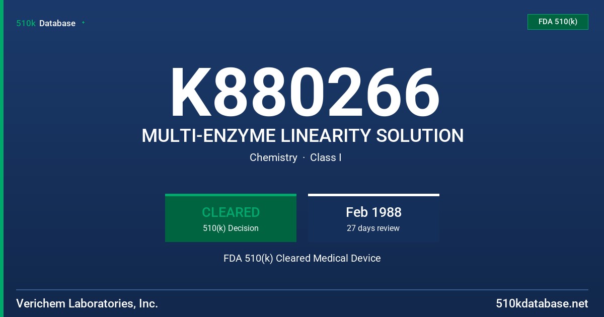 K880266 MULTI-ENZYME LINEARITY SOLUTION FDA 510(k) Cleared Medical Device