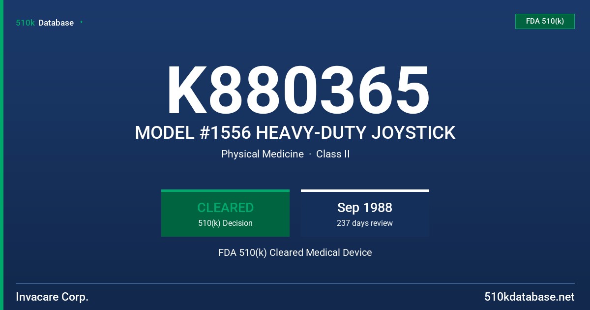 K880365 MODEL #1556 HEAVY-DUTY JOYSTICK FDA 510(k) Cleared Medical Device
