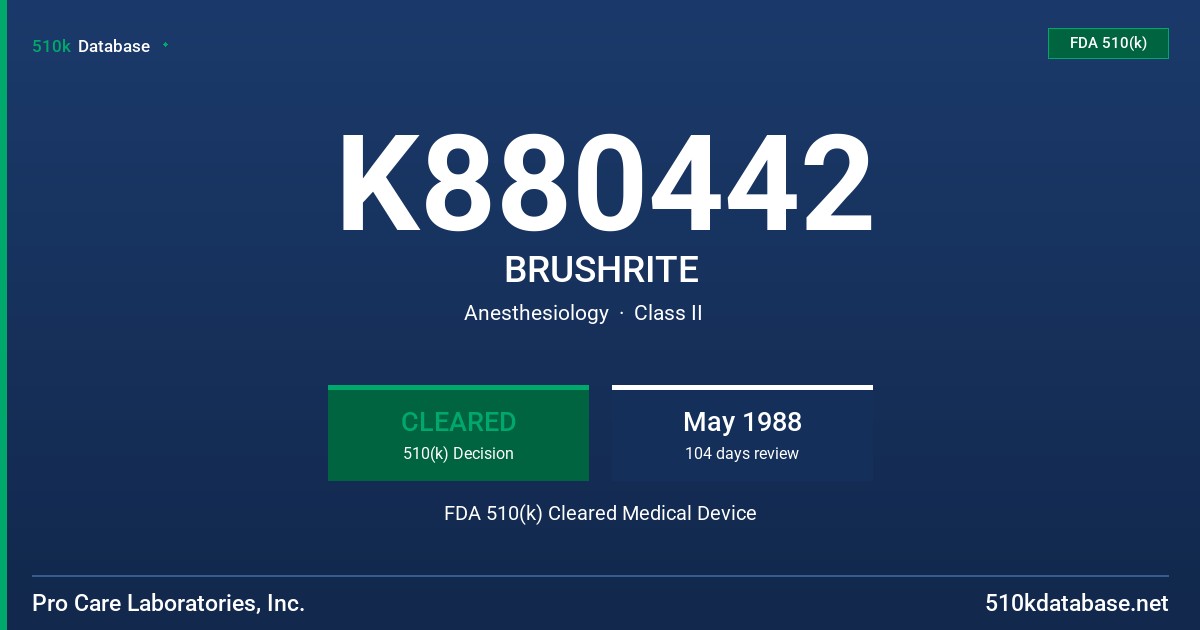 K880442 BRUSHRITE FDA 510(k) Cleared Medical Device