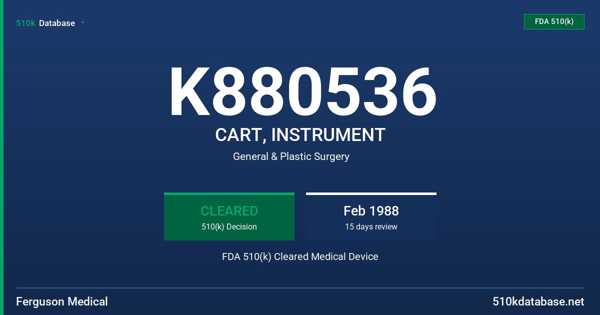 K880536 CART, INSTRUMENT FDA 510(k) Cleared Medical Device