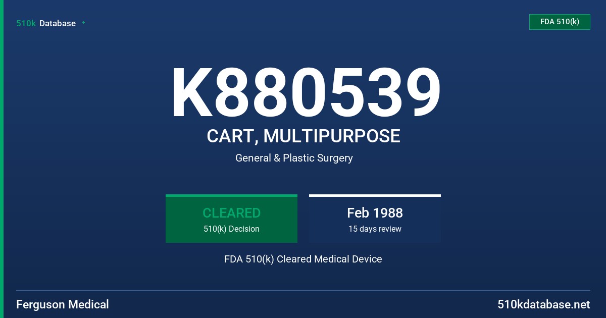 K880539 CART, MULTIPURPOSE FDA 510(k) Cleared Medical Device