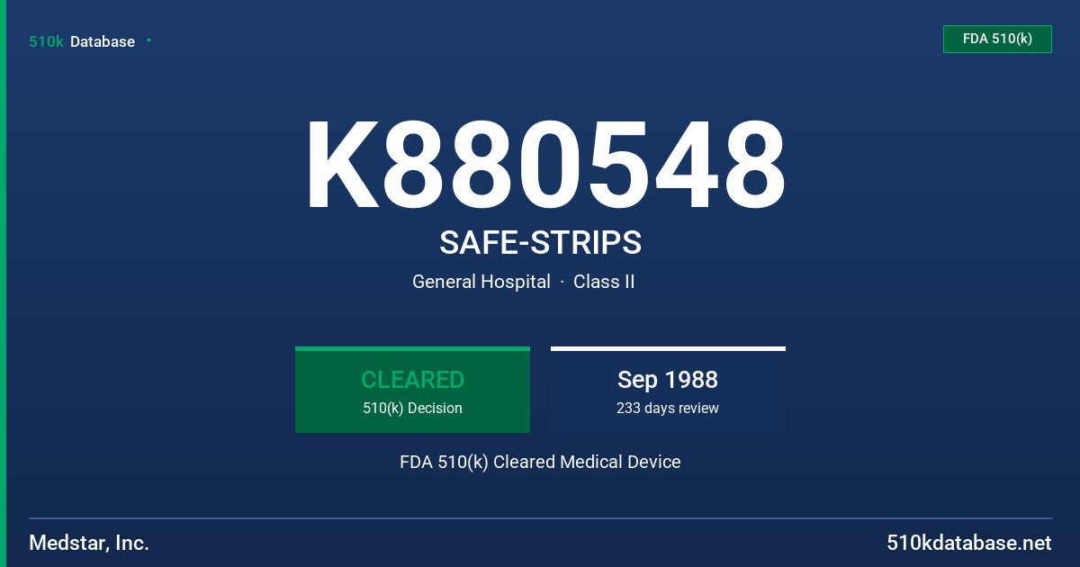 K880548 SAFE-STRIPS FDA 510(k) Cleared Medical Device