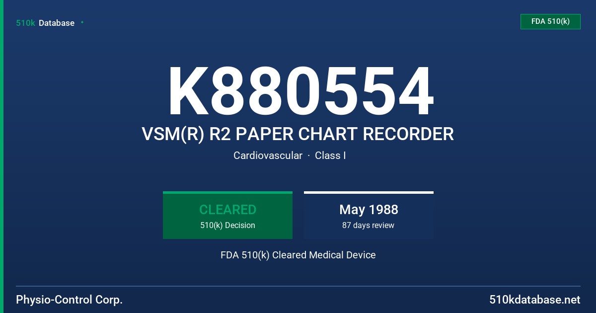 K880554 VSM(R) R2 PAPER CHART RECORDER FDA 510(k) Cleared Medical Device