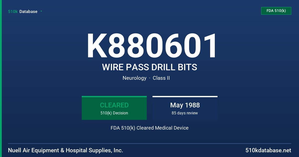 K880601 WIRE PASS DRILL BITS FDA 510(k) Cleared Medical Device