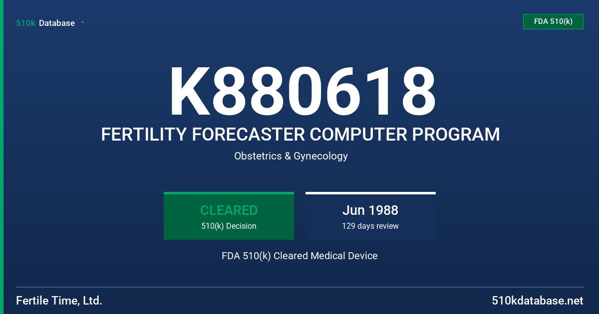 K880618 FERTILITY FORECASTER COMPUTER PROGRAM FDA 510(k) Cleared Medical Device