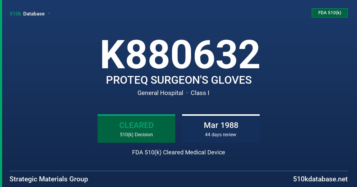 K880632 PROTEQ SURGEON'S GLOVES FDA 510(k) Cleared Medical Device