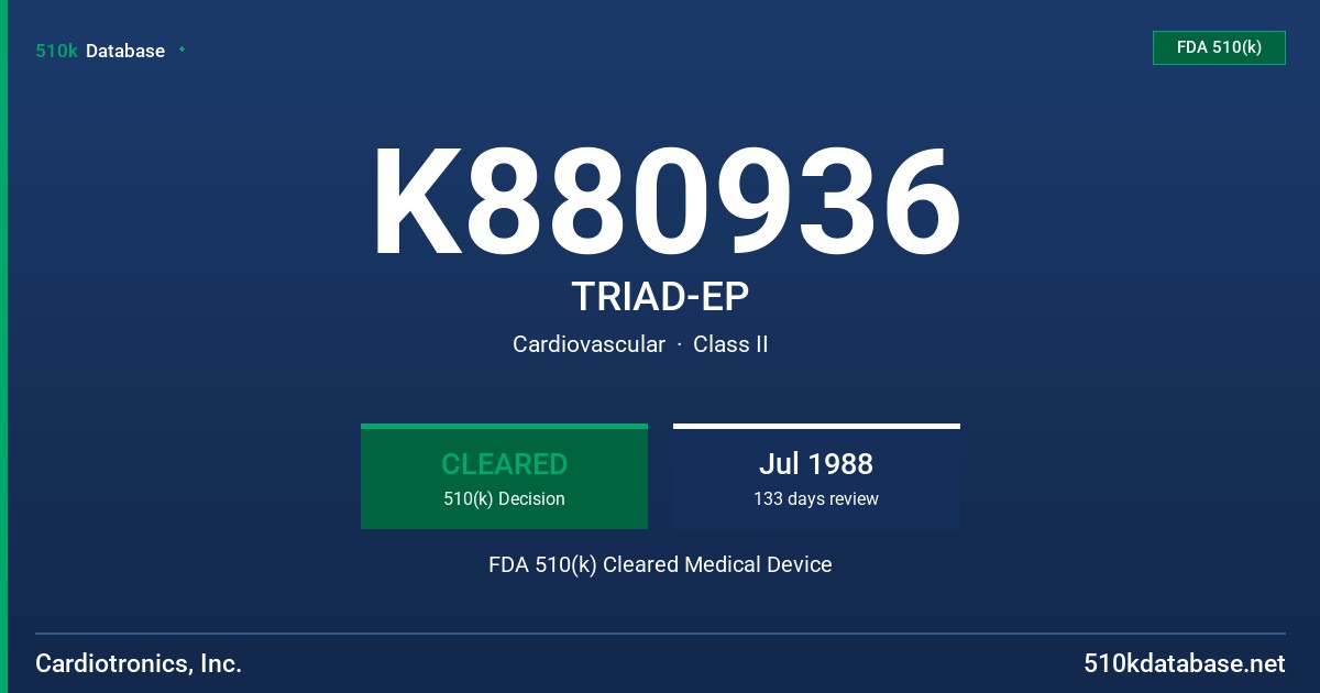K880936 TRIAD-EP FDA 510(k) Cleared Medical Device