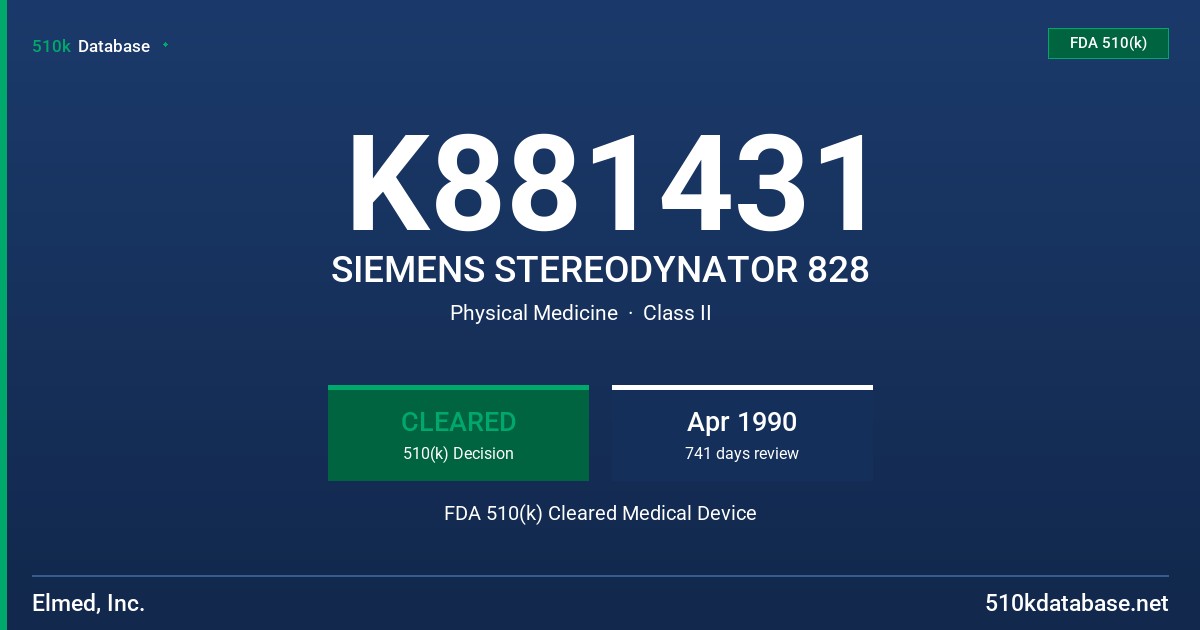 K881431 SIEMENS STEREODYNATOR 828 FDA 510(k) Cleared Medical Device