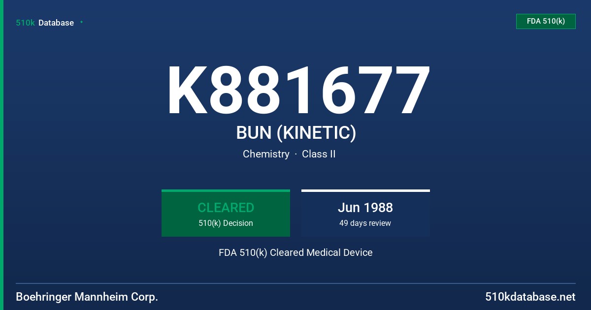 K881677 BUN (KINETIC) FDA 510(k) Cleared Medical Device