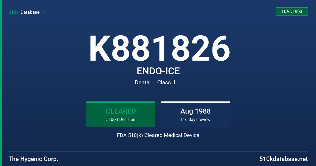 K881826 ENDO-ICE FDA 510(k) Cleared Medical Device