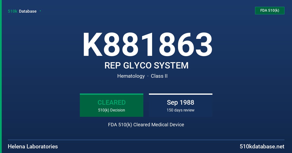 K881863 REP GLYCO SYSTEM FDA 510(k) Cleared Medical Device