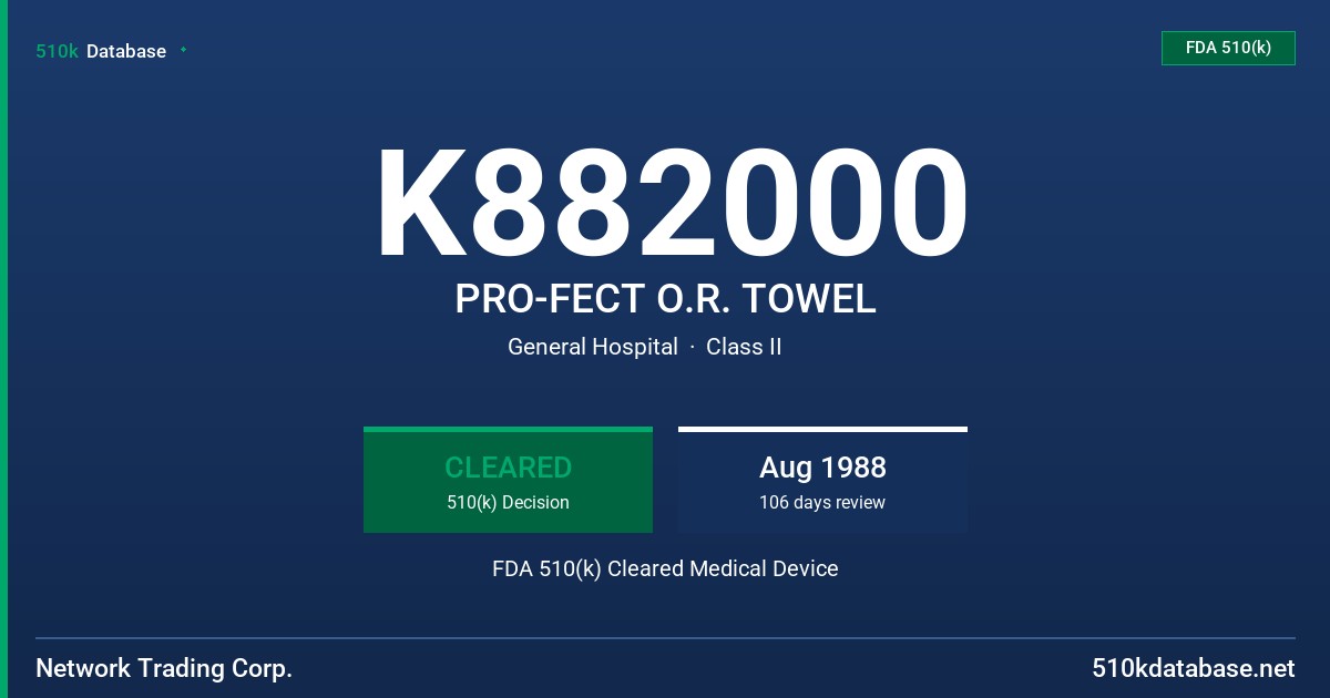 K882000 PRO-FECT O.R. TOWEL FDA 510(k) Cleared Medical Device