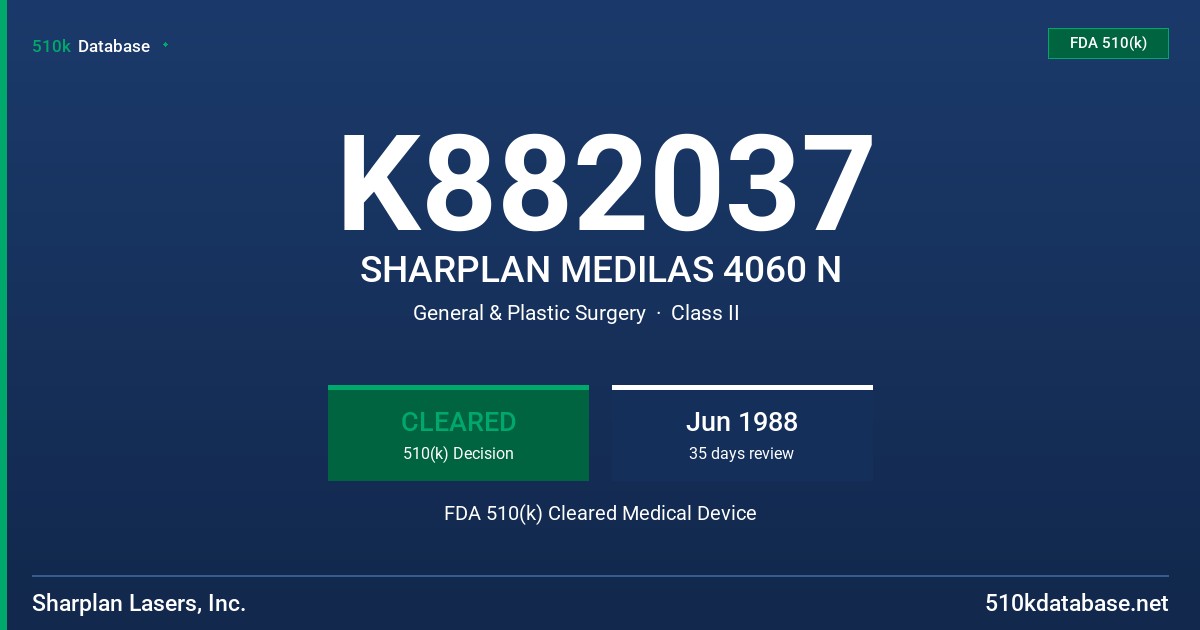 K882037 SHARPLAN MEDILAS 4060 N FDA 510(k) Cleared Medical Device