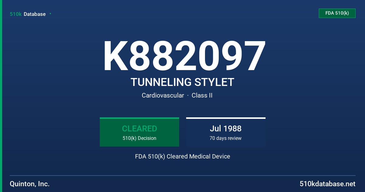 K882097 TUNNELING STYLET FDA 510(k) Cleared Medical Device