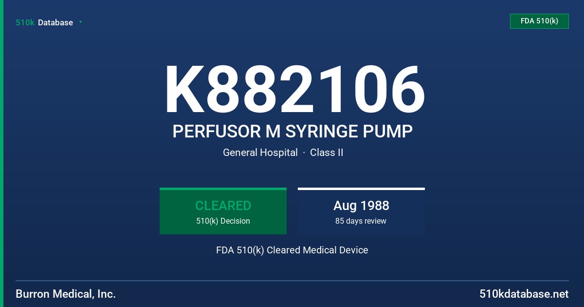 K882106 PERFUSOR M SYRINGE PUMP FDA 510(k) Cleared Medical Device