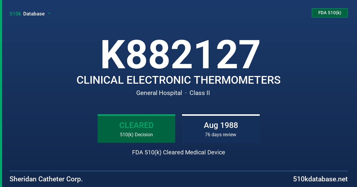 K882127 CLINICAL ELECTRONIC THERMOMETERS FDA 510(k) Cleared Medical Device