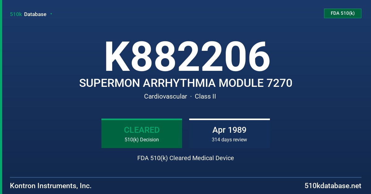 K882206 SUPERMON ARRHYTHMIA MODULE 7270 FDA 510(k) Cleared Medical Device