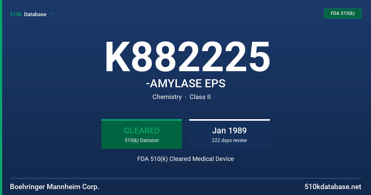 K882225 -AMYLASE EPS FDA 510(k) Cleared Medical Device