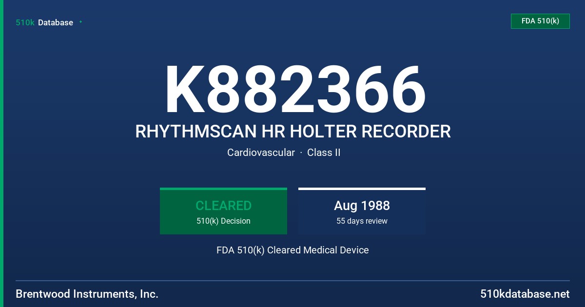 K882366 RHYTHMSCAN HR HOLTER RECORDER FDA 510(k) Cleared Medical Device