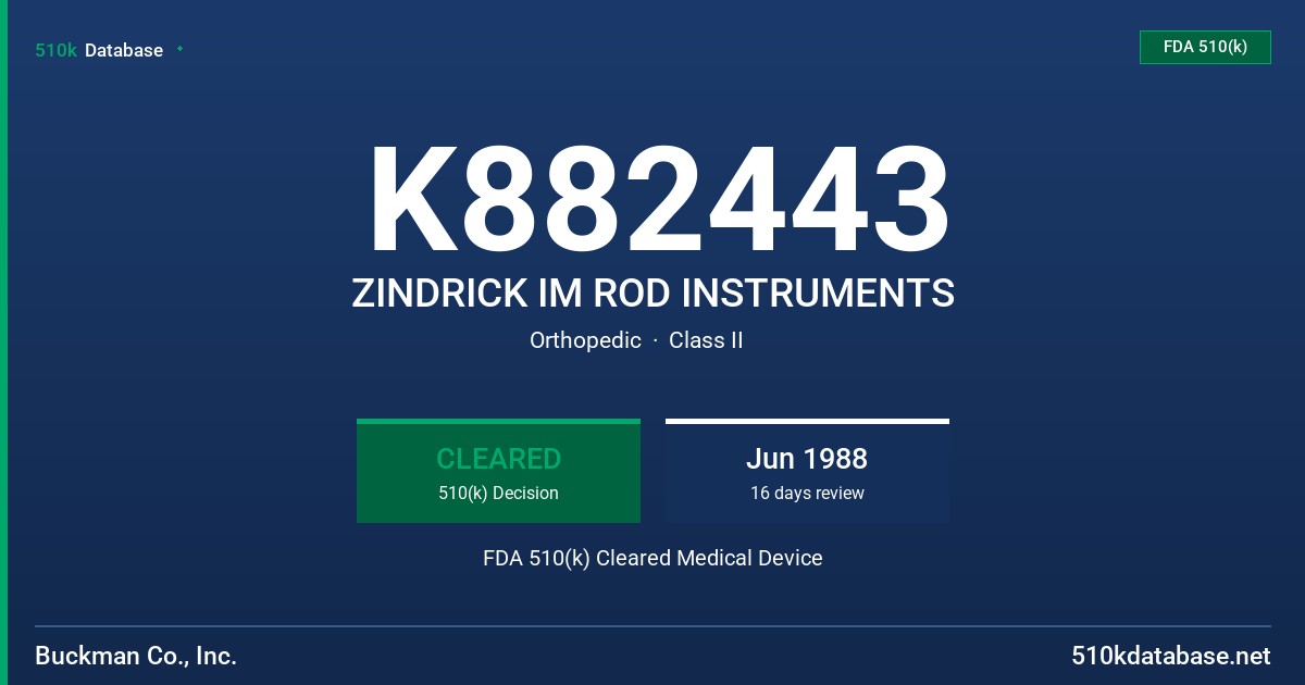 K882443 ZINDRICK IM ROD INSTRUMENTS FDA 510(k) Cleared Medical Device