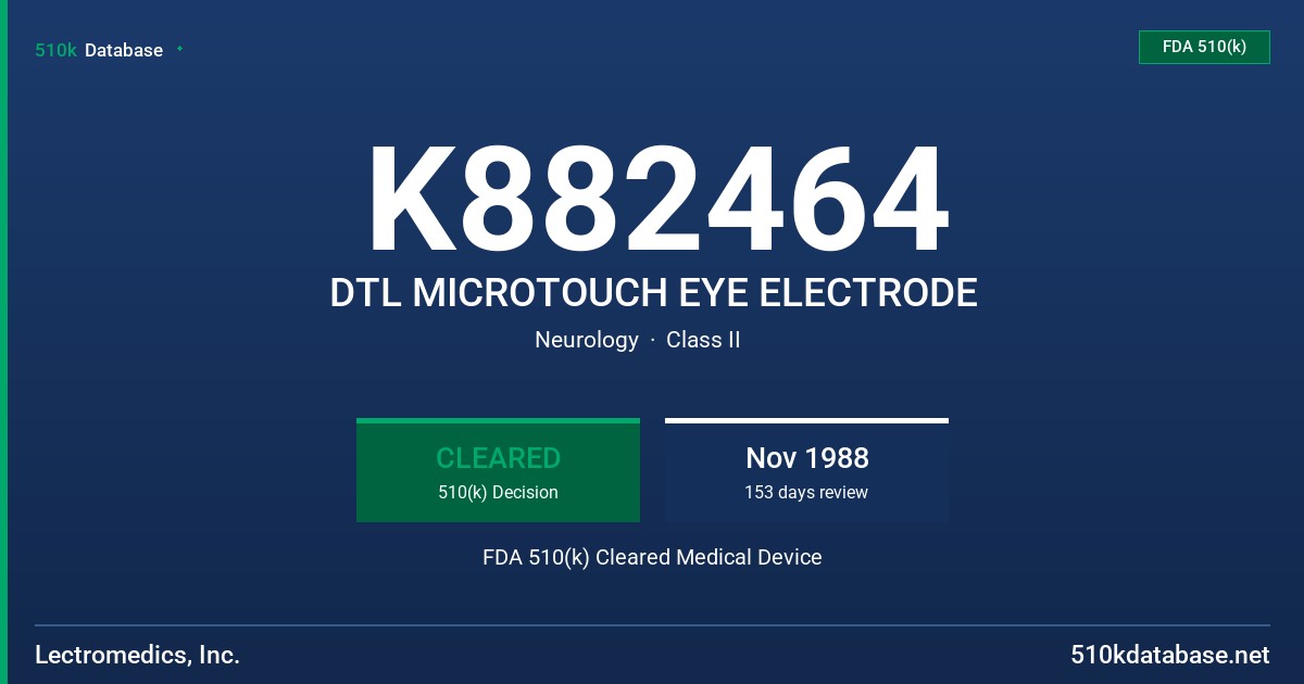 K882464 DTL MICROTOUCH EYE ELECTRODE FDA 510(k) Cleared Medical Device