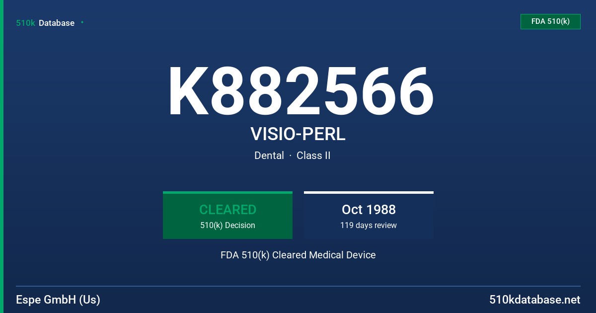 K882566 VISIO-PERL FDA 510(k) Cleared Medical Device