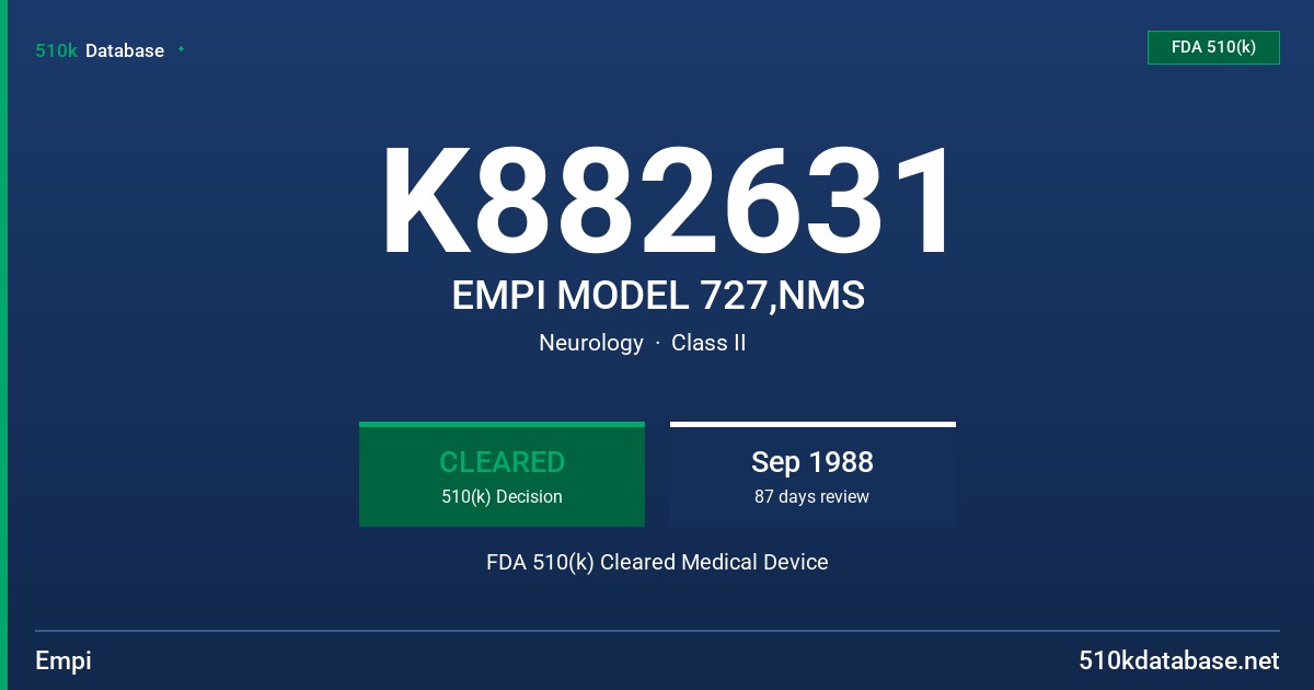 K882631 EMPI MODEL 727,NMS FDA 510(k) Cleared Medical Device