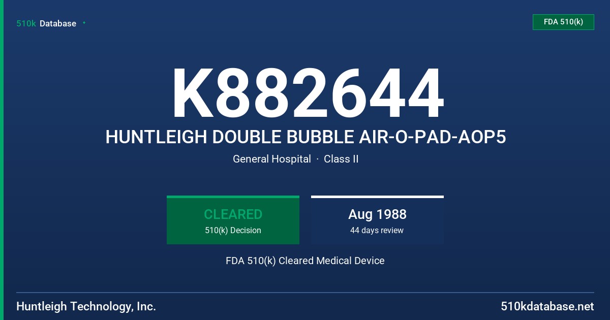 K882644 HUNTLEIGH DOUBLE BUBBLE AIR-O-PAD-AOP5 FDA 510(k) Cleared Medical Device