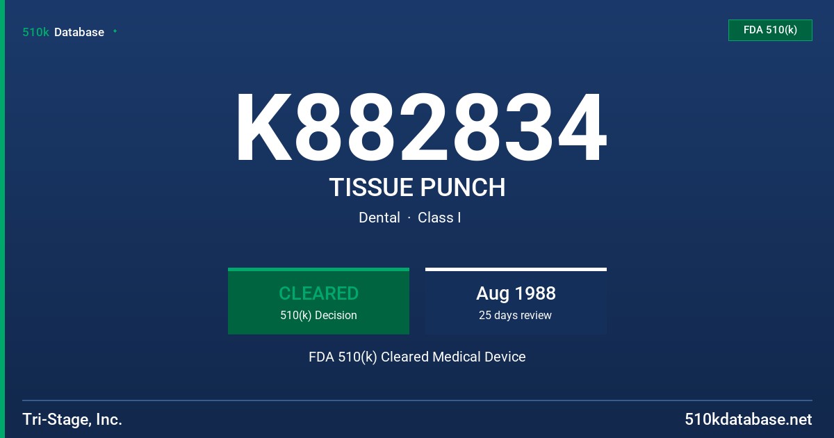 K882834 TISSUE PUNCH FDA 510(k) Cleared Medical Device