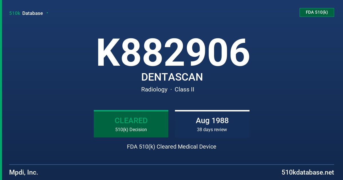 K882906 DENTASCAN FDA 510(k) Cleared Medical Device