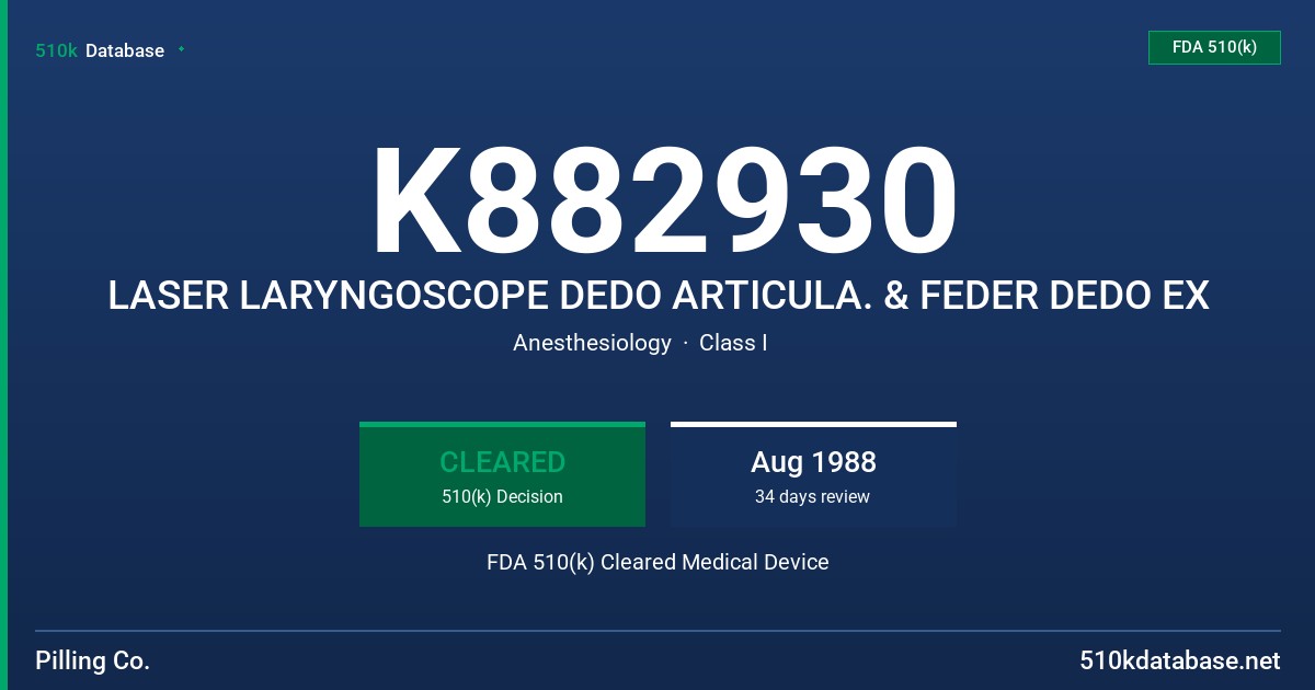 K882930 LASER LARYNGOSCOPE DEDO ARTICULA. & FEDER DEDO EX FDA 510(k) Cleared Medical Device