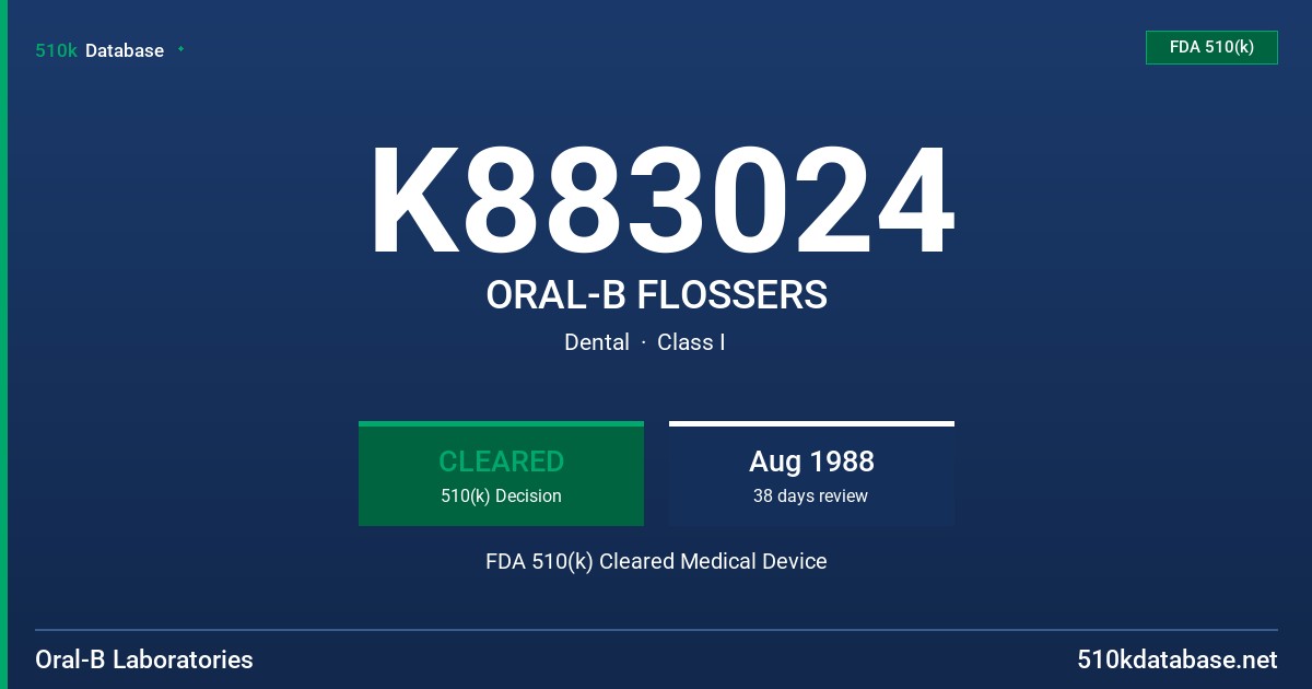 K883024 ORAL-B FLOSSERS FDA 510(k) Cleared Medical Device