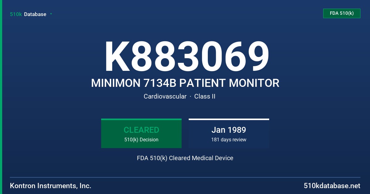 K883069 MINIMON 7134B PATIENT MONITOR FDA 510(k) Cleared Medical Device