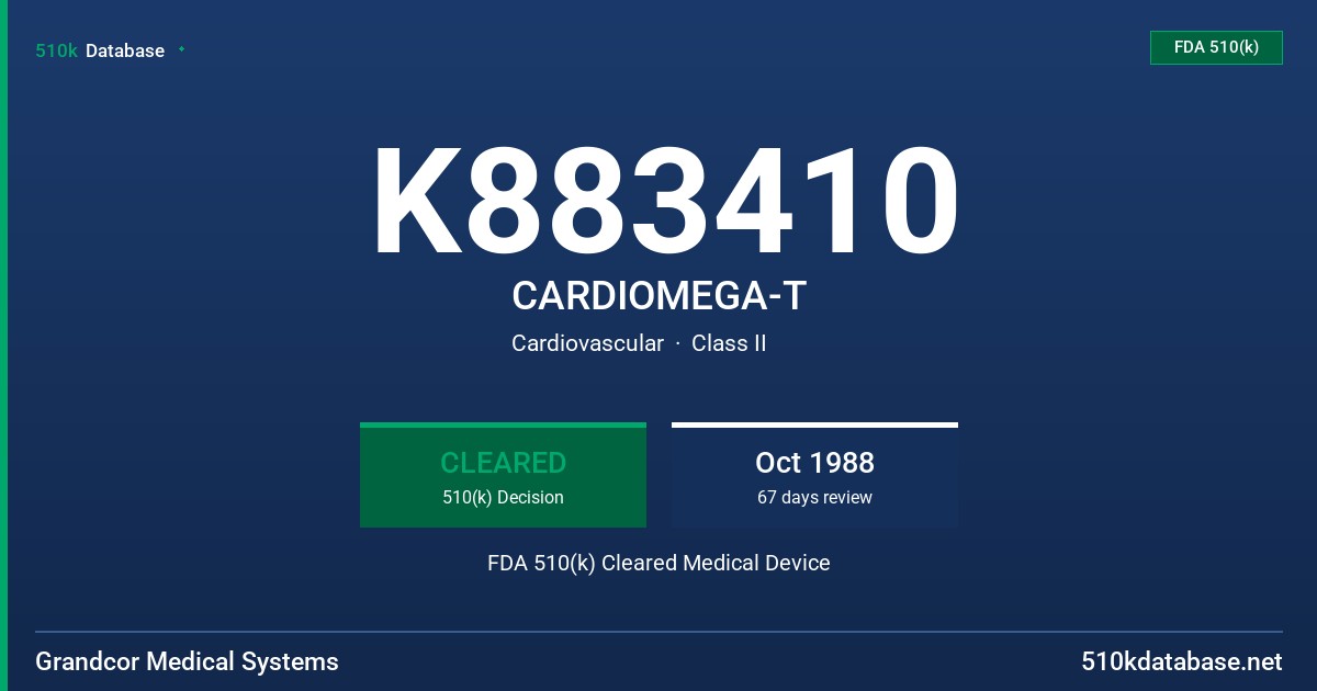 K883410 CARDIOMEGA-T FDA 510(k) Cleared Medical Device