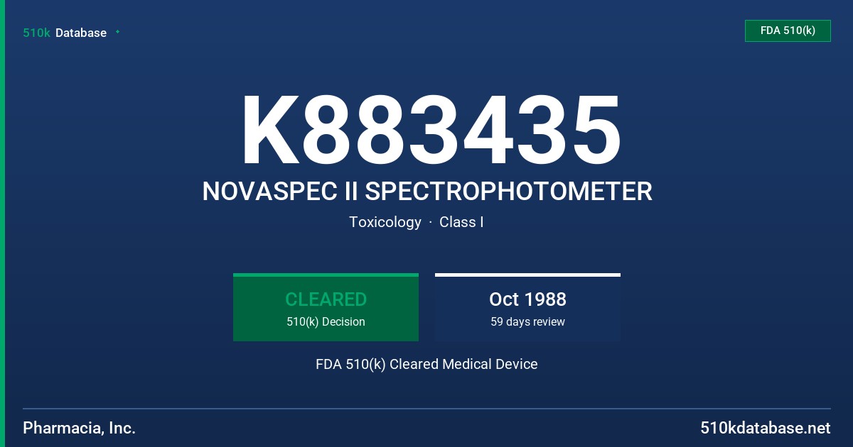 K883435 NOVASPEC II SPECTROPHOTOMETER FDA 510(k) Cleared Medical Device