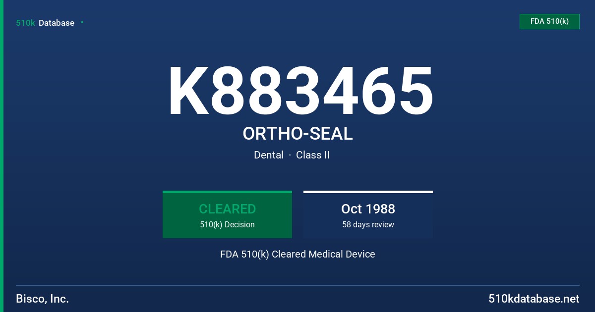 K883465 ORTHO-SEAL FDA 510(k) Cleared Medical Device