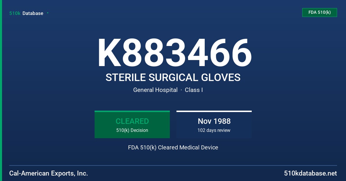 K883466 STERILE SURGICAL GLOVES FDA 510(k) Cleared Medical Device