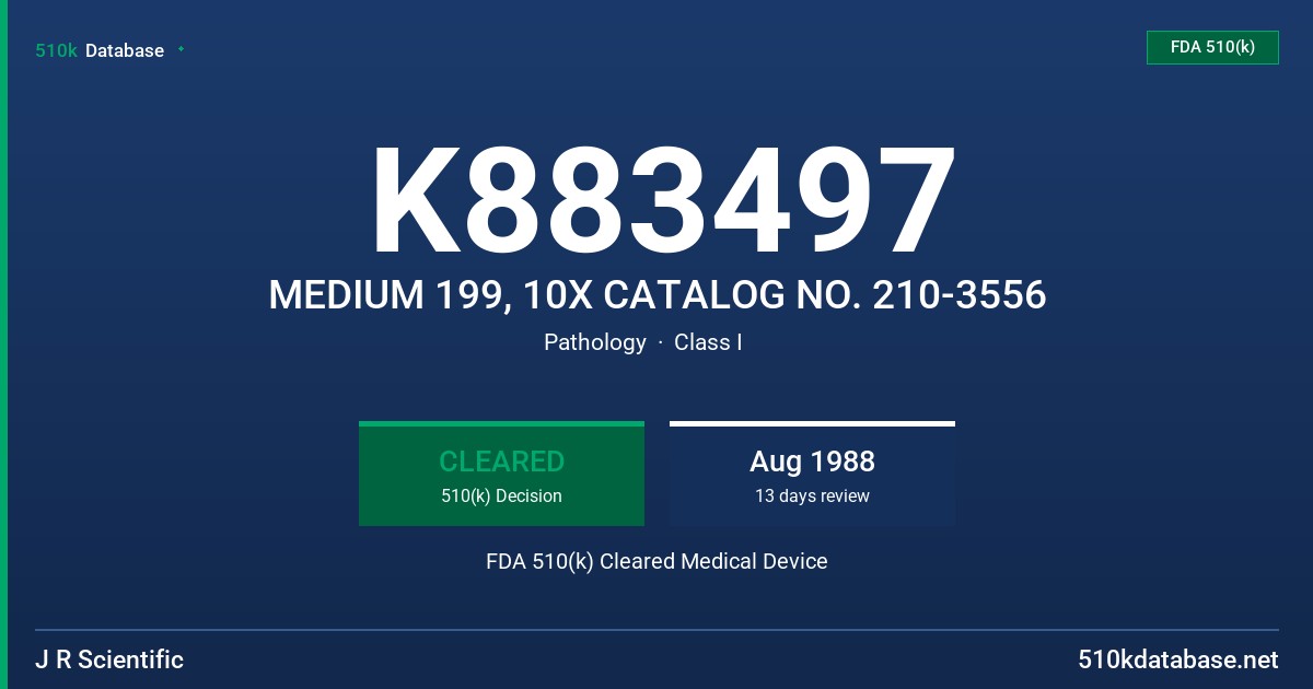 K883497 MEDIUM 199, 10X CATALOG NO. 210-3556 FDA 510(k) Cleared Medical Device