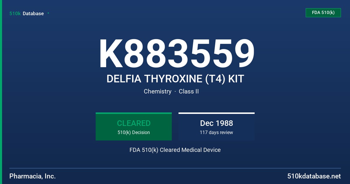 K883559 DELFIA THYROXINE (T4) KIT FDA 510(k) Cleared Medical Device