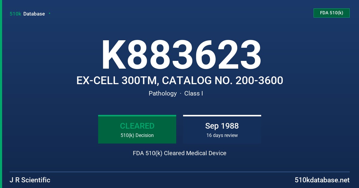 K883623 EX-CELL 300TM, CATALOG NO. 200-3600 FDA 510(k) Cleared Medical Device