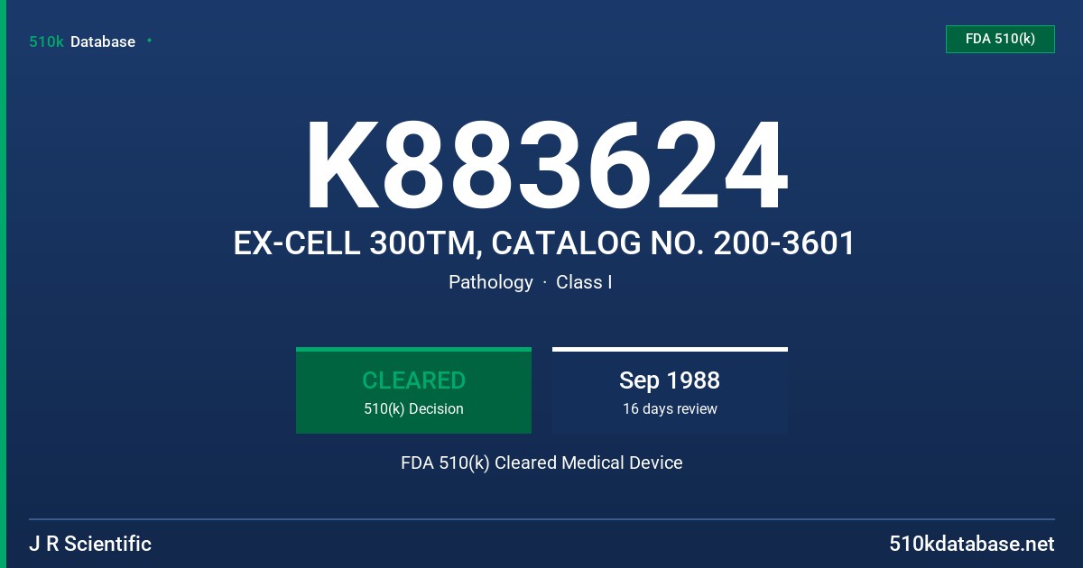 K883624 EX-CELL 300TM, CATALOG NO. 200-3601 FDA 510(k) Cleared Medical Device