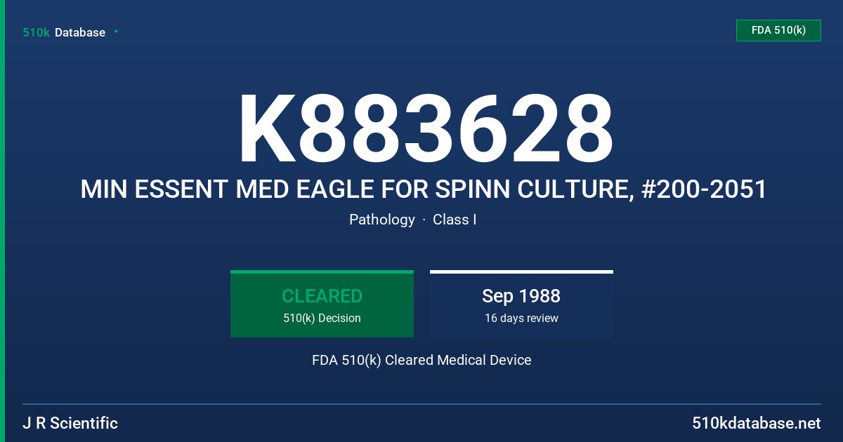 K883628 MIN ESSENT MED EAGLE FOR SPINN CULTURE, #200-2051 FDA 510(k) Cleared Medical Device