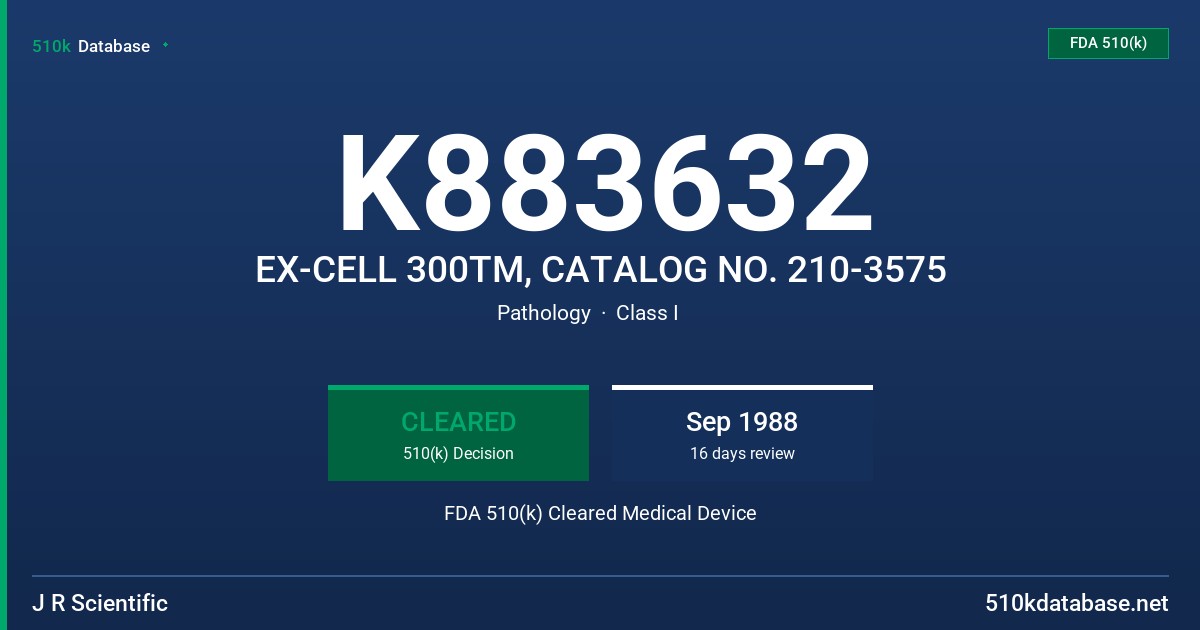 K883632 EX-CELL 300TM, CATALOG NO. 210-3575 FDA 510(k) Cleared Medical Device