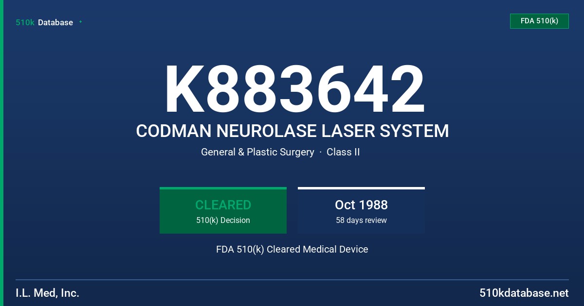 K883642 CODMAN NEUROLASE LASER SYSTEM FDA 510(k) Cleared Medical Device