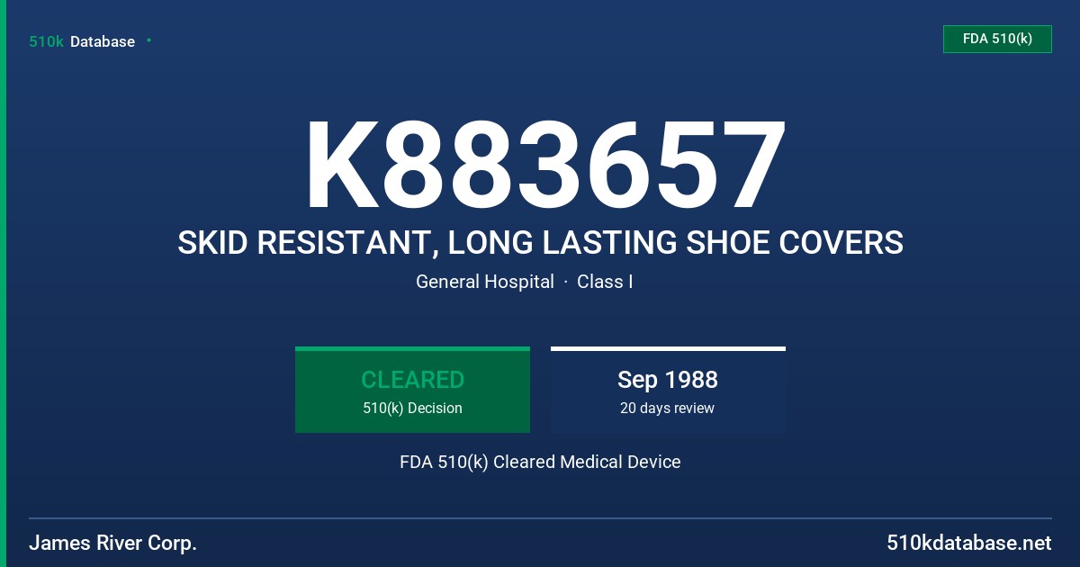 K883657 SKID RESISTANT, LONG LASTING SHOE COVERS FDA 510(k) Cleared Medical Device