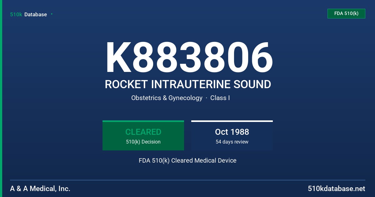 K883806 ROCKET INTRAUTERINE SOUND FDA 510(k) Cleared Medical Device
