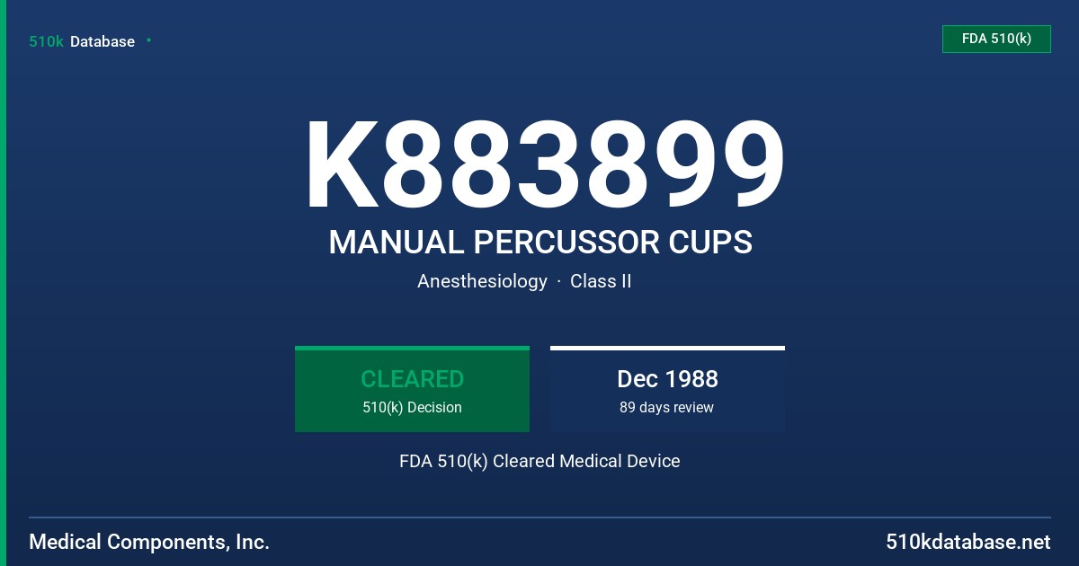 K883899 MANUAL PERCUSSOR CUPS FDA 510(k) Cleared Medical Device