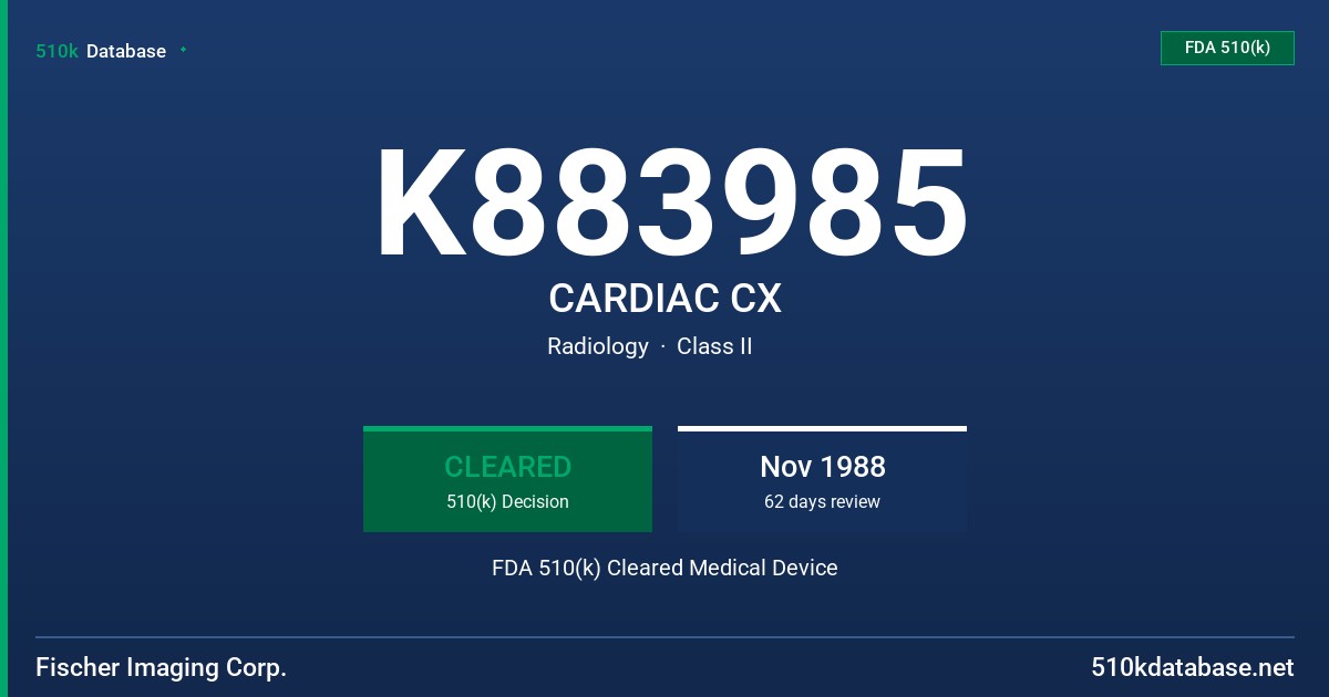 K883985 CARDIAC CX FDA 510(k) Cleared Medical Device